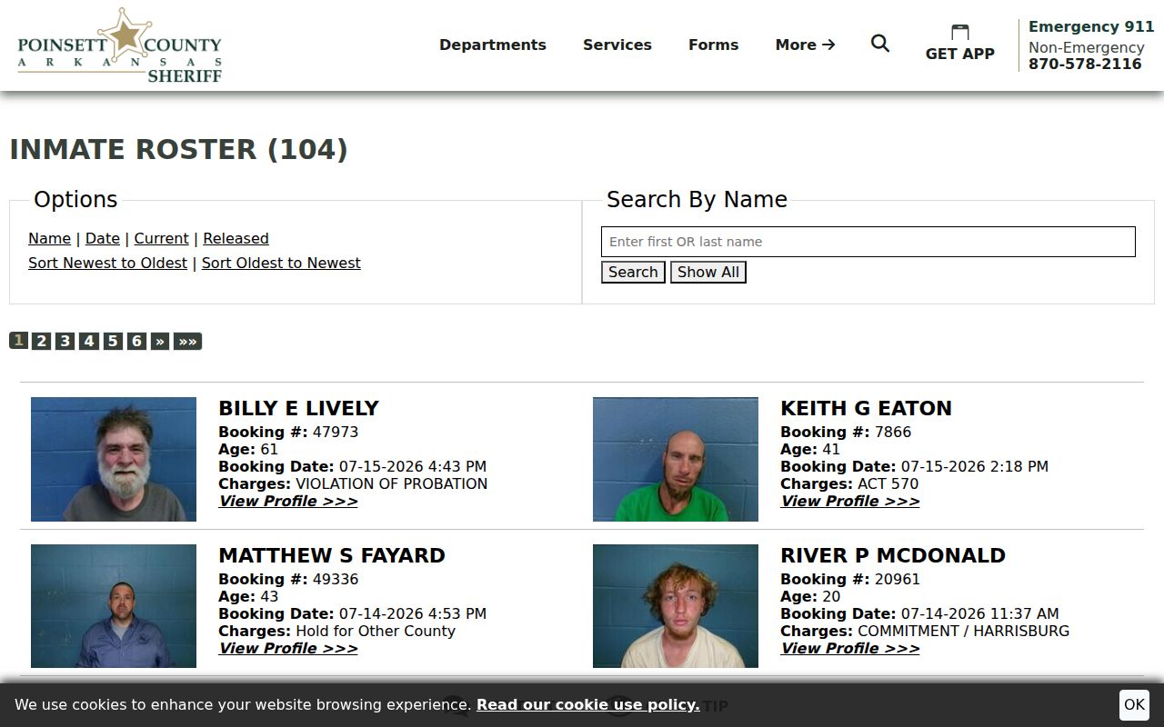 Poinsett County current inmate roster controls