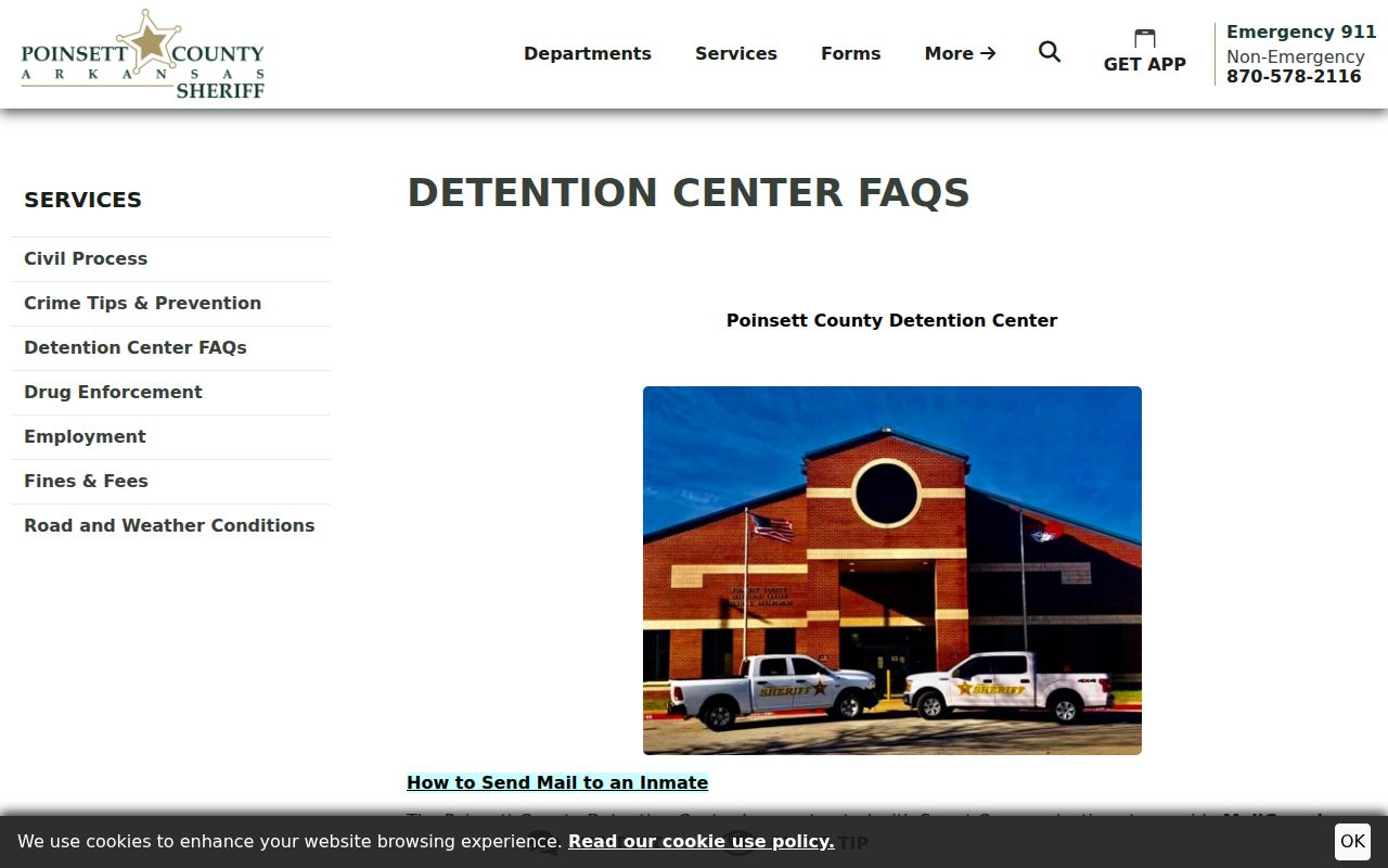 Poinsett County Detention Center FAQ and custody procedures