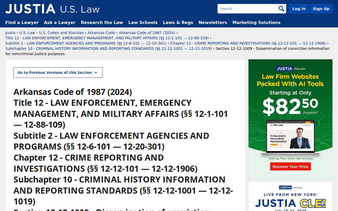 Arkansas criminal history dissemination law reference