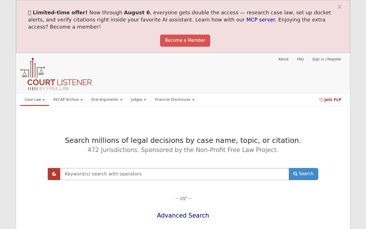 CourtListener and RECAP federal filing archive