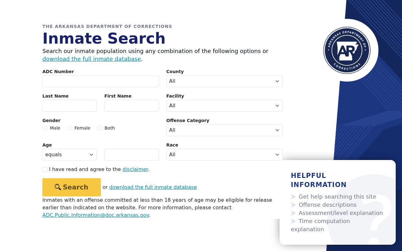 Poinsett County criminal custody search through Arkansas inmate records