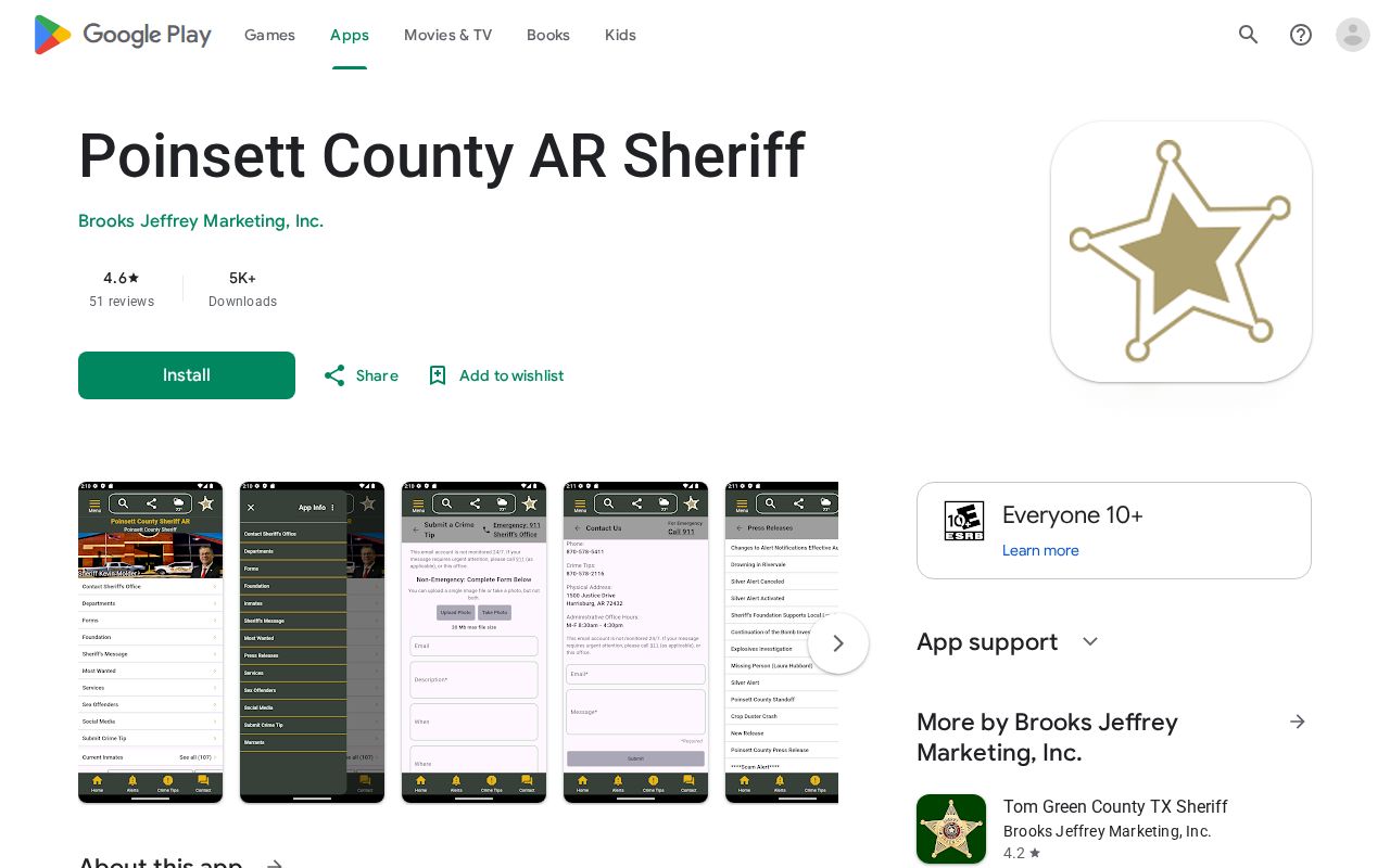 Poinsett County registry map feature in the sheriff Android app