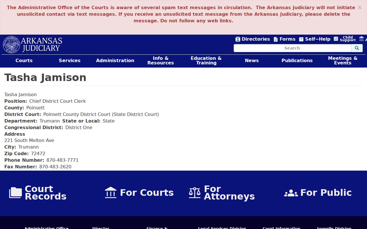 Trumann criminal court record contact at the district court